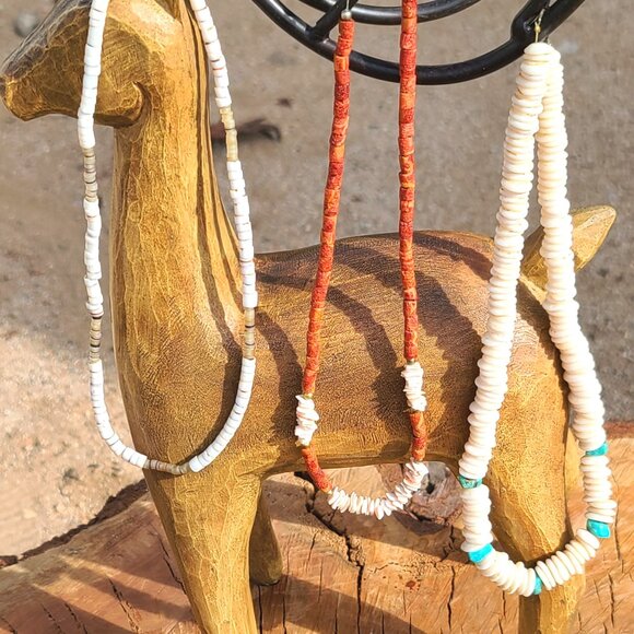 Vintage Native American Turquoise and High Grade Puka/Heishi Necklace 17" - Picture 1 of 4